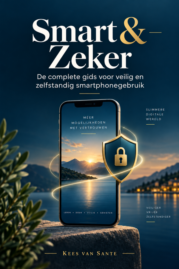 Omslag van het boek Smart & Zeker — De complete gids voor veilig en zelfstandig smartphonegebruik, door Kees van Sante